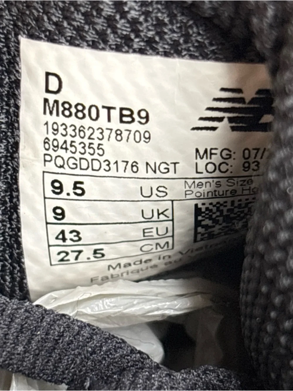 New Balance 880v9 Shoes Mens Size 9.5 Triple Black Mesh Running Sneakers M880TB9